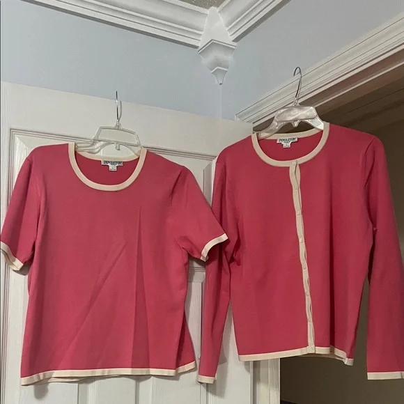 Pendleton silk Pink and Cream Cardigan Set - Picture 3 of 5